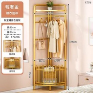 （髒衣籃+衣帽鉤+金碳鋼）多功能轉角衣帽架 落地衣架 手袋帽子收納架 臨時掛衣架晾衫架 角落置物架