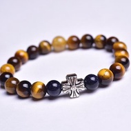 天然黃虎眼石多寶手鏈 黃發晶 藍砂石組合