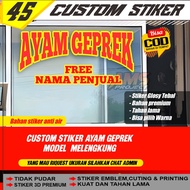 Cutting Sticker AYAM GEPREK 2 colors curved model free name seller