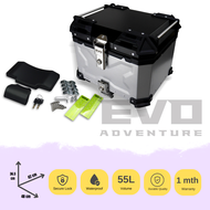EVO 55L Motorcycle Aluminium Top Box (Silver)