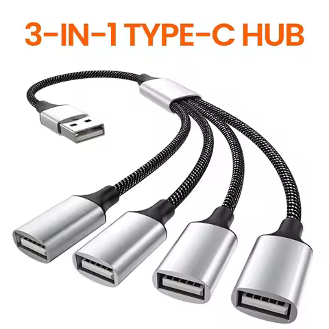 USB Cable Splitter Type C Hub Extensions 3 Port Phone Charger Power Adapter OTG Multiple Expander Ch