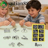 XUTIAN Montessori Puzzle Toy, Metal Puzzle 3D Design Wire IQ Games, Montessori Educational Set of 8 
