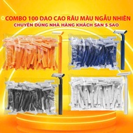 MÀU NGẪU NHIÊN - Combo 100 Cây dao cạo râu  2 lưỡi dao cạo râu dùng 1 lần chuyên khách sạn nhà nghỉ