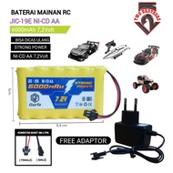 Alat Cas / Adaptor Charger + Baterai RC Mainan Anak / Baterai RC NI-CD AA 6000mAh 7.2V Soket Hitam