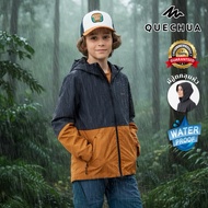 Children's Hiking Raincoat Model MH500 (Gray/Brown Orche) QUECHUA