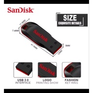 Sandisk FlashDisk Cruzer Blade 8GB 16GB 32GB 64GB 128GB 100% Original Sandisk