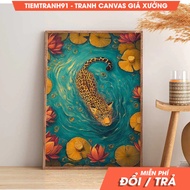 Wall painting, Swimming Leopard Poster Bathroom Decor Toilet Wall Maximalist Art Eclectic Bathroom.