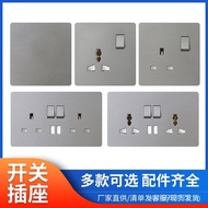 86Type Concealed Wall Switch Socket British Large Plate Switch Socket One Opening Five HolesUSBSocket Frameless Panel