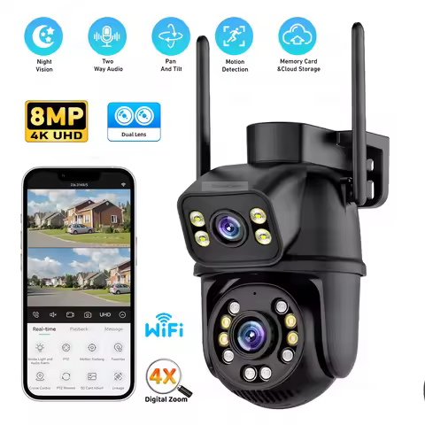 Icsee Black Wifi Surveillance Camera Security Camera Monitor 4K Ultra Hd Security Camera Wifi Waterp