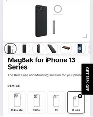 徵：13 Mini （MagBak）保護殼 黑/藍色