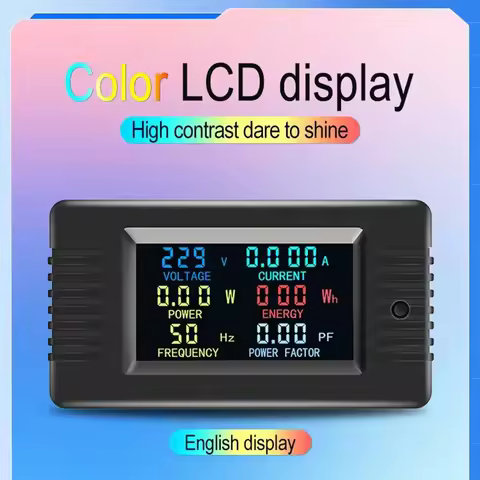 Peacefair PZEM-022 10A AC Smart Digital Voltage Current Power Energy Meter 6In1 Color LED Screen Sin