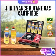 VANCE BUTANE GAS CARTRIDGE (GAS ONLY) FOR PORTABLE STOVE / 1Pack 4PCS Gas Butane /Camping Refill Gas