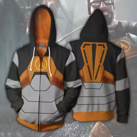 Game Half-Life Dr. Gordon Freeman 3D Print Hoodie Jacket Men Spring Autumn Coat Tops Cosplay Costume