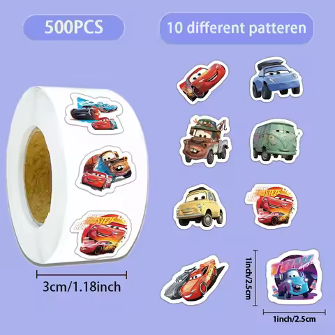 Disney Lightning McQueen Sticker Rolls (2.5 cm X 1 inch) - Lightning McQueen, Etc. - Self Adhesive P