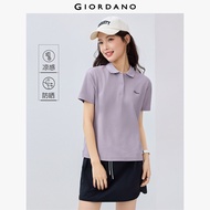 GIORDANO ผู้หญิง เสื้อโปโล Cool-Touch เสื้อโปโลฤดูร้อน ปักตัวอักษร แขนสั้น แฟชั่นลำลอง เสื้อโปโล 133