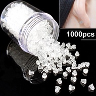 1000 Pcs Clear Soft Silicone Rubber Earring Backs / Ear Safety Back Pads Backstops Bullet Clutch Sto
