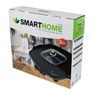 Smart home Electric Grill With Pot 2 in 1 Square เตาปิ้งย่างเอนกประสงค์หร้อมหม้อสุกี้ SM-EG1802 อาหา