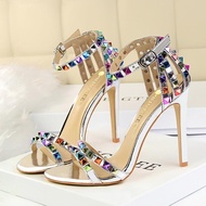 Summer Women 11cm High Heels Rivets Studded Sandals Lady Sandles Stiletto Gladiator Pumps Stripper F