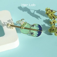 Her Lab Jewelry | Starry Enamel ไวโอลิน Daffodils เข็มกลัด Pin เครื่องดนตรี Party Office เข็มกลัด Pi