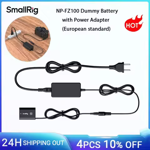 SmallRig for NP-FZ100 Dummy Battery w Power Adapter for Sony A7 III/A7R IV/A7R V/A6700/FX30/ZV-E10 I