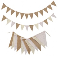 3.6m 12pcs Tricolor Gradient Thick Linen 13x17cm Pennant Flags - Birthday Decoration, Party Decorati