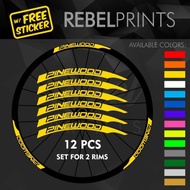 ☇PINEWOOD (12 pcs) Custom Wheel Rim Sticker Decal for Mountain Bike/Road Bike