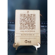eWallet QR Code / QR Wood Laser Engrave / MAE / TNG eWallet / Grab Pay / FREE STAND
