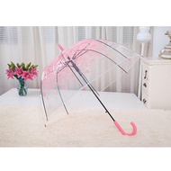 NICEFurniture Romantic Transparent Clear Flowers Bubble Dome Umbrella Half Automatic For Wind Heavy Rain