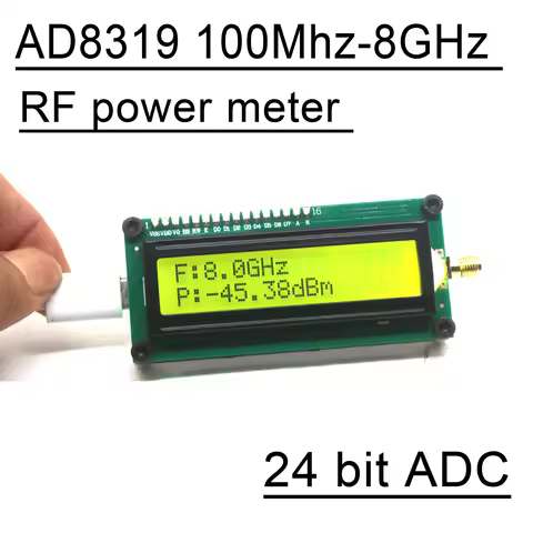 1M-8Ghz AD8319 RF Power Meter Type-C USB 24 Bit ADC High-precision RF Signal Detector FOR Ham Radio 