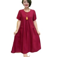 New Korean Maternity Dress Plus Size Pregnant Clothes Pregnancy Dress Casual Short-sleeved V-neck Mi