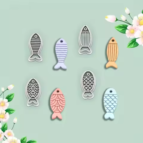 4Pcs Summer Ocean Themed Fish Polymer Clay Cutters Set Hollow Detail Molds for DIY Earrings Jewelry 