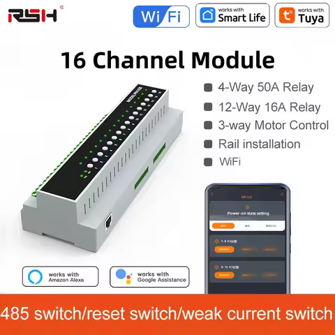 Tuya Smart WiFi 6-16 Gang Relay Switch Module Remote Control Appliance Control Module 110V-240V Work
