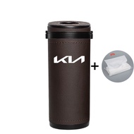 New Kia Car Cylinder Tissue Box Portable Holder Cup Leather Tissue Storage Box Tube Auto Interior Ac