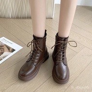 Dr. Martens Boots Women's Spring and Autumn Thin Boots2023Winter Cotton plus Ankle Boots Thick Bottom Height Increasing