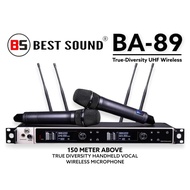 BS BEST SOUND BA-89 True Diversity UHF 2ch Handheld Wireless Microphone System Karaoke Singing Wirel