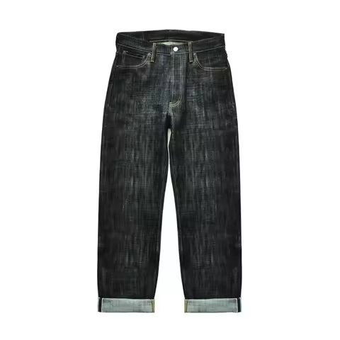 Saucezhan 344XX-Forest Jeans for Men Furinkazan Selvedge Raw Denim Jeans Mens Jeans LOOS Fit 16.8 OZ