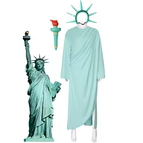 Statue of Liberty Cosplay Adult Lady Liberty Costume Green Women Patriotic Collection Halloween Part