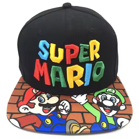 Trendy Hip Hop Super Mario Baseball Hat Casual Hat Cartoon Embroidery Sunscreen Hat Duck Tongue Hat
