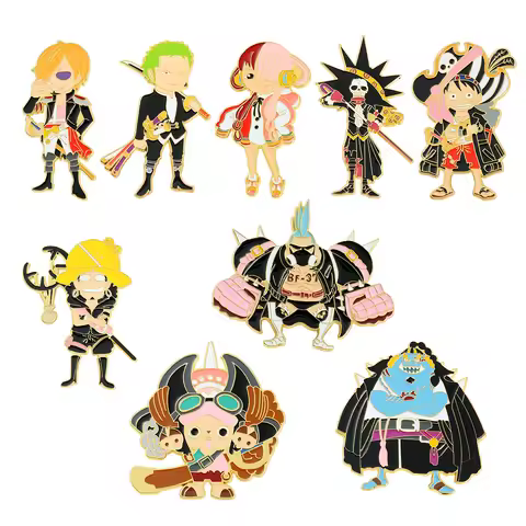 Anime ONE PIECE FILM RED Cartoon Brooches Badge Luffy Nami Chopper Jinbe Burukku Brooch Pins