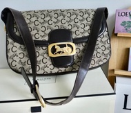 Celine賽琳中古古董C老花帆布皮革揹包