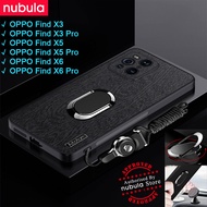 NUBULA เคส OPPO Find X3 Pro | ค้นหา X5 Pro X5 | ค้นหา X6 Pro X6ผิวเปลือกไม้หนังรู้สึก OPPO Find Hp X3 X5 X6 Pro เคสกันกระแทกโทรศัพท์มือถือขาตั้งสายคล้องมือรถฟรีสำหรับ Oppo Find X5 Pro