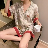New Korean style stand collar cardigan ice silk pajamas/Baju Tidur wanita/baju tidur perempuan