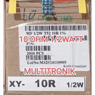 10R 1/2WATT 1% RESISTOR 0.5WATT 10R RESISTOR (10 OHM) METAL FILM TAIWAN