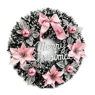 38cm/15Inch Pink Christmas Wreath Elegant Pre Decorated Holiday Door Wreath with Pink Bow Christmas 