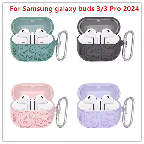 Cartoon Dinosaur Silicone Earphone Case For Samsung Galaxy Buds 3 / Galaxy Buds 3 Pro Cute Protector