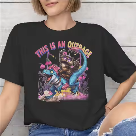 Men Women Graphic This Is An Outrage Princess Donut Cat Tee T Shirt Pure Cotton T-shirts Clothing
