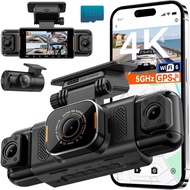 N5 PRO 4K 4 Channel Dash Cam, 360° All-Around View, 1080P Rear and Inside, 5G WiFi 6 - Up to 10MB/s,