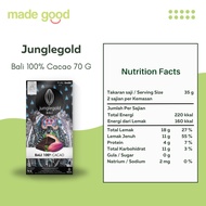 Dark Chocolate Bali Junglegold Cacao Cokelat Vegan 100gr Non Dairy