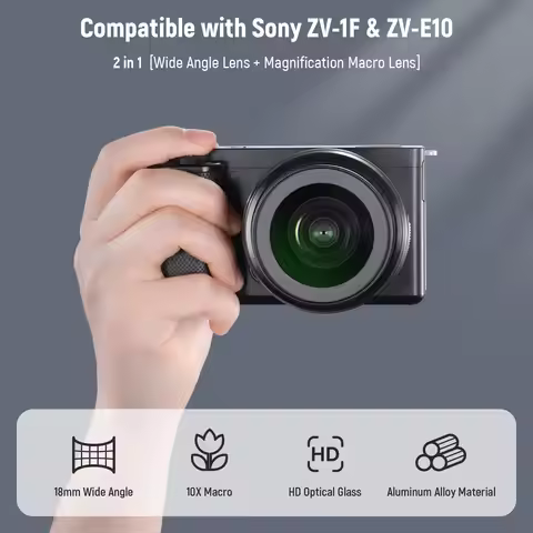 NEEWER 40.5mm HD Wide Angle Lens For Sony ZV-1F ZV-E10 A5000 A6000,2 in 1 18mm Wide Angle & 10x Macr
