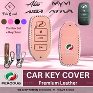 LEATHER Perodua Myvi Key Cover 2023 Ativa Alza Key Cover Kunci Axia 2023 Casing 2022 Myvi Accessorie
